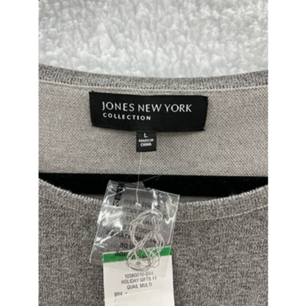 Jones New York Collection Women's Silver Sparkle Long Sleeve Knit Top Size L - Picture 7 of 7